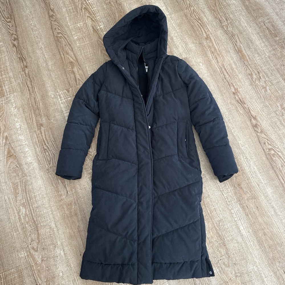 Abercrombie Black Hooded Puffer Coat
